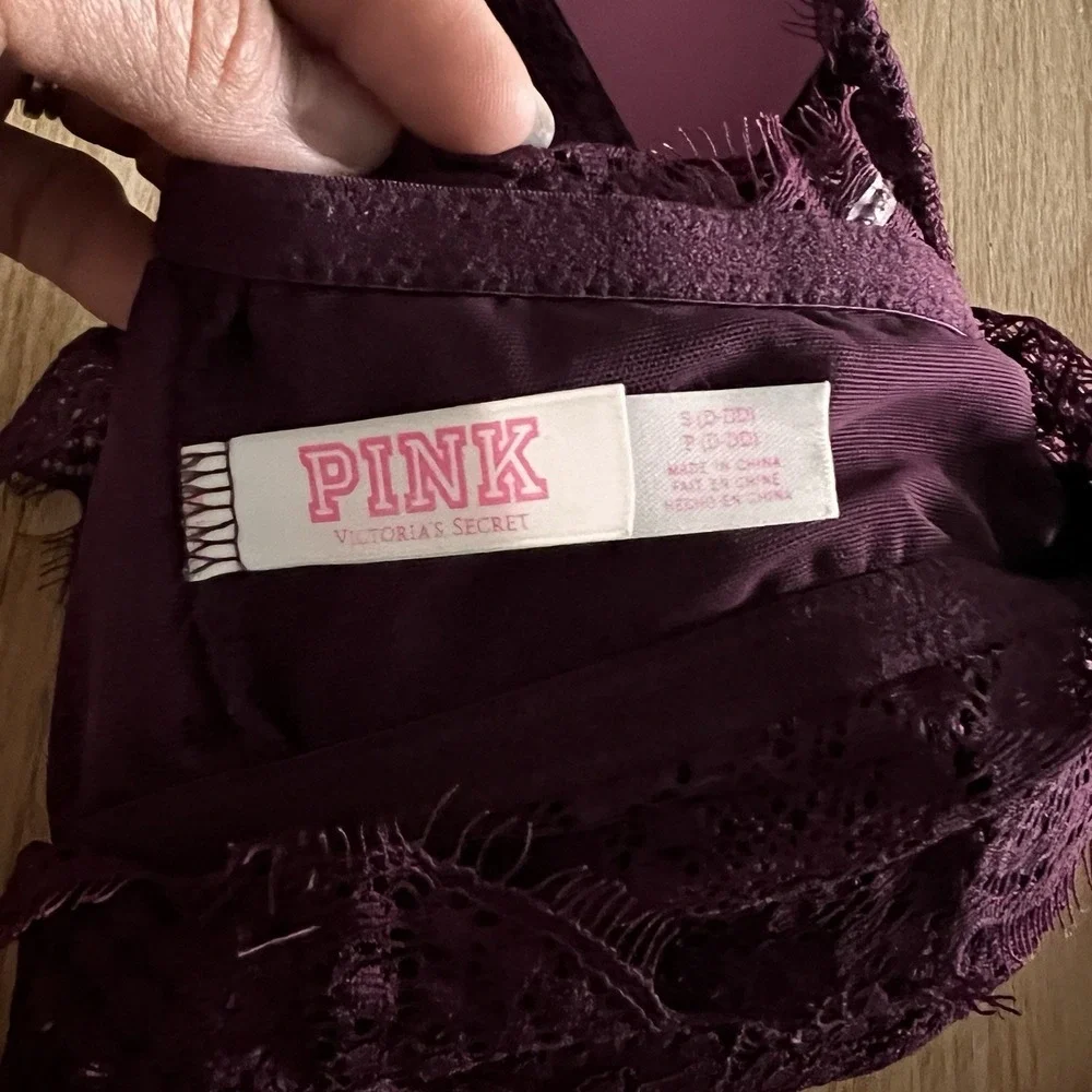 Victoria's Secret‎ PINK Push Up Racerback Bra Maroon Size S DD UNDERWIRE Purple